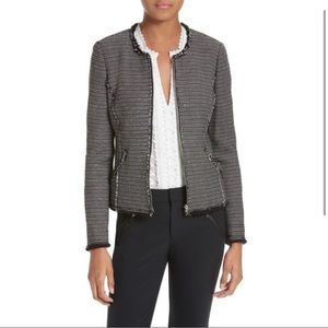 Rebecca Taylor Graphic Tweed Jacket Zip Pocket sz 2